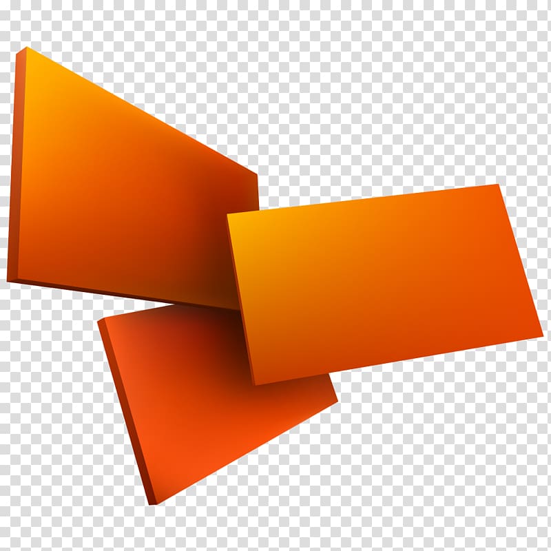three orange boards, Geometry Euclidean Three-dimensional space, Orange Box transparent background PNG clipart