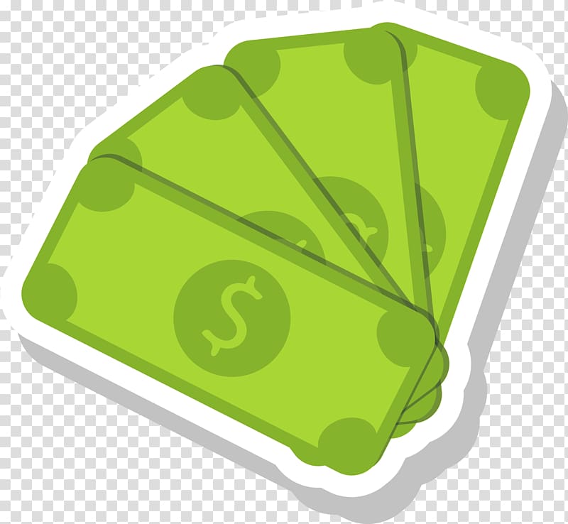 Banknote Animation Cartoon Drawing, Green cartoon banknote transparent background PNG clipart