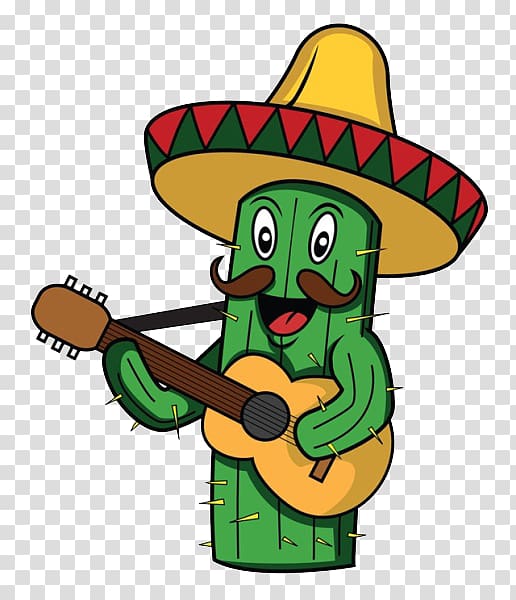 cactus playing guitar illustration, Mexican cuisine Cactaceae , Playing guitar cactus transparent background PNG clipart