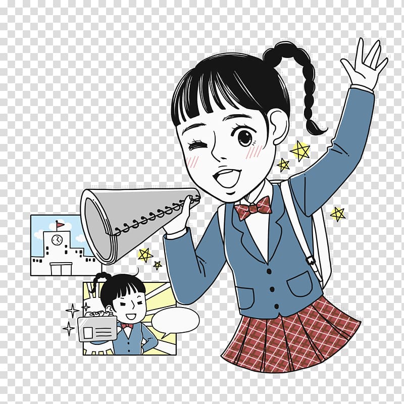 Student Estudante School, a schoolgirl with a trumpet transparent background PNG clipart
