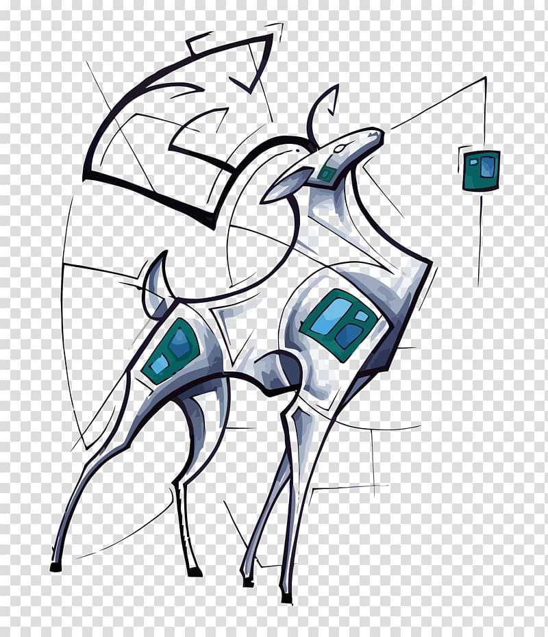 Deer Geometry Sketch, geometric deer deer deer transparent background PNG clipart
