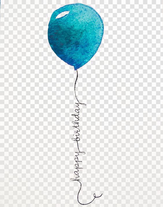 blue balloon illustration, Birthday Balloon Greeting card, Happy Balloon transparent background PNG clipart
