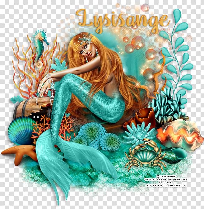 Art Teal Turquoise Mermaid, under sea transparent background PNG clipart