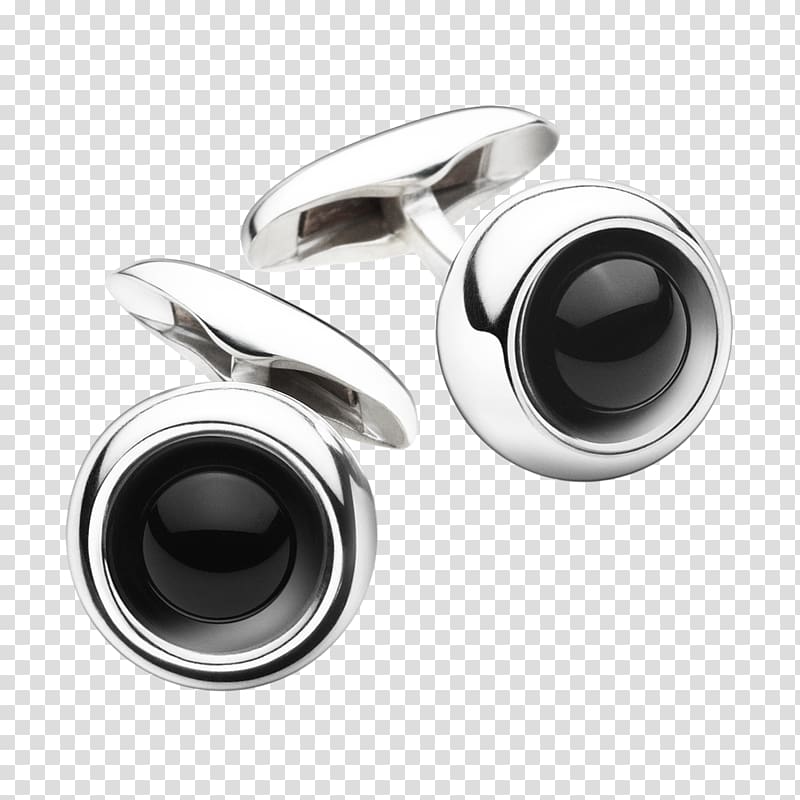 Cufflink Sterling silver Onyx Agate, silver transparent background PNG clipart