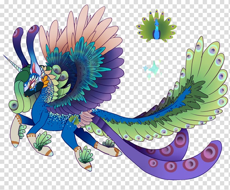 Illustration Feather Legendary creature, male peacock transparent background PNG clipart