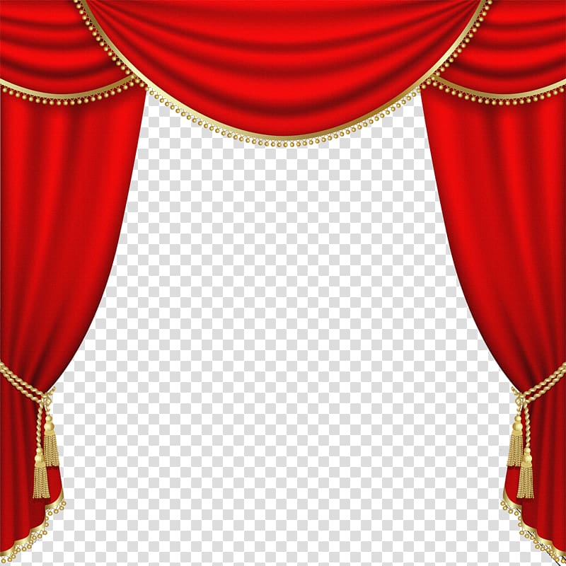 red tassel curtain illustration, Stage illustration , Curtains transparent background PNG clipart