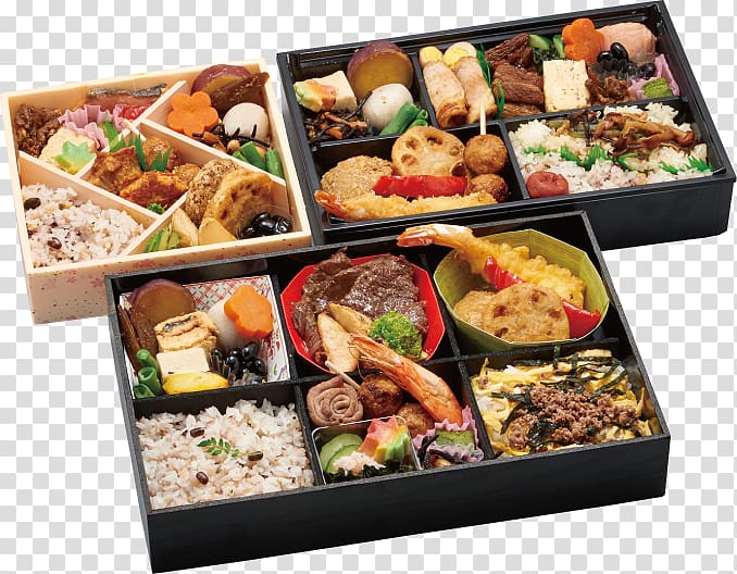 Osechi Bento Makunouchi Ekiben Vegetarian cuisine, bento transparent background PNG clipart