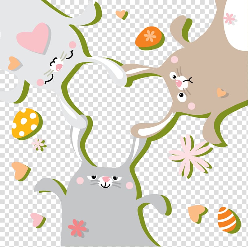 Easter Bunny Easter egg Rabbit, Hand-painted Easter Bunny transparent background PNG clipart