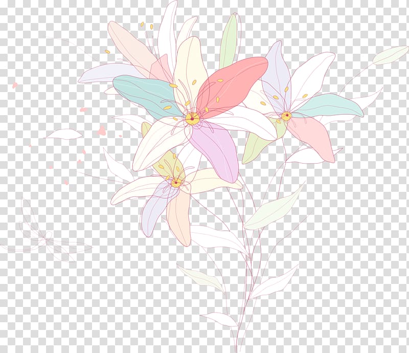 Floral design Butterfly Illustration, Hand-painted lily transparent background PNG clipart