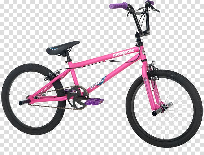 BMX bike Bicycle Mongoose Freestyle BMX, pink bicycle transparent background PNG clipart