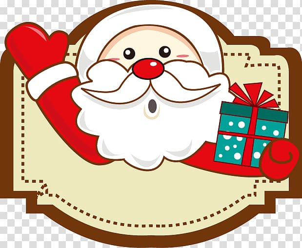 Santa Claus Christmas, Hand colored Santa irregular pattern transparent background PNG clipart