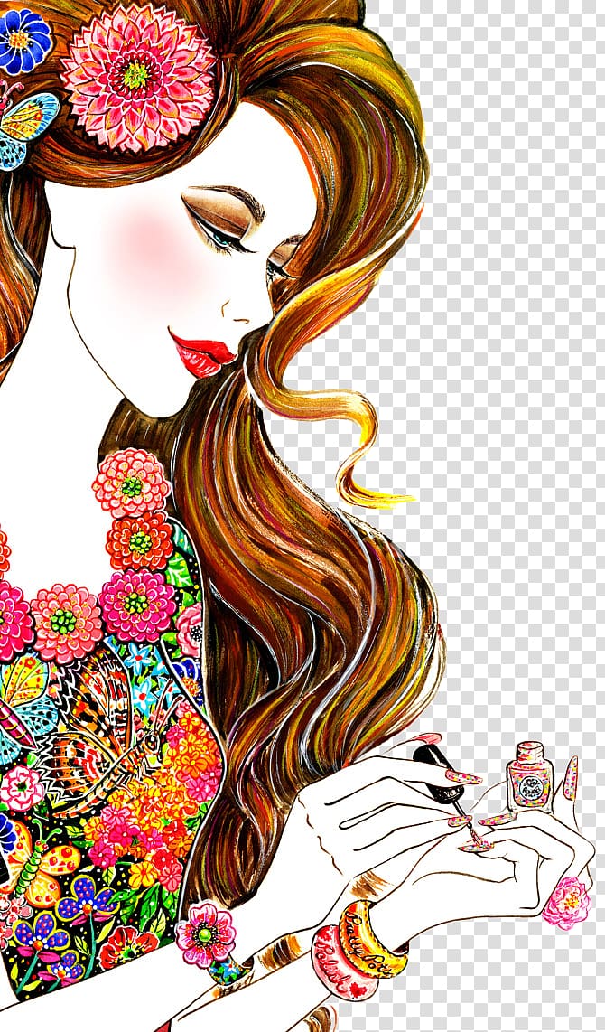 hand-painted beautiful foreign women transparent background PNG clipart