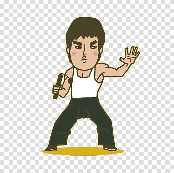 Bruce Lee The Game of Death Q-version Cartoon, Bruce Lee classic action cartoon shape transparent background PNG clipart