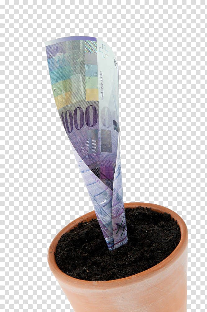 Flowerpot Interest rate, The banknotes in the pots of soil transparent background PNG clipart