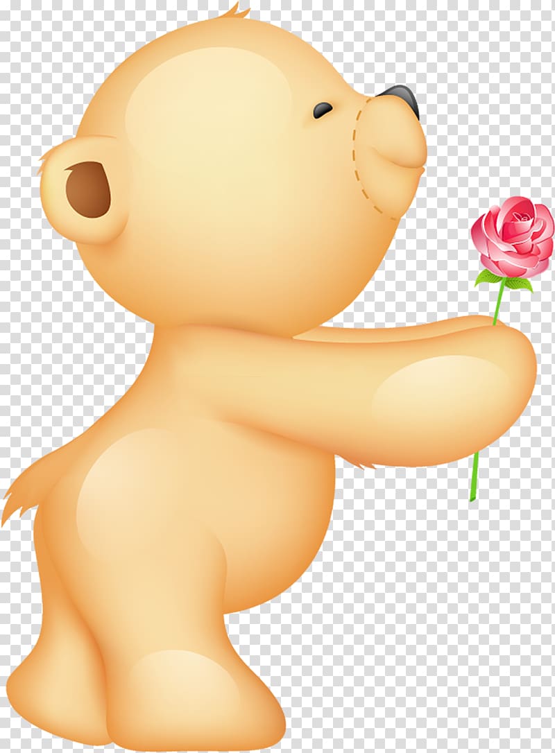 Teddy bear Rose Heart, cute bear transparent background PNG clipart