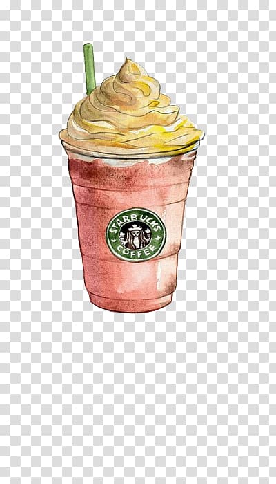 Coffee Irish cuisine Indian cuisine Flat white , Cartoon Strawberry Frappuccino transparent background PNG clipart