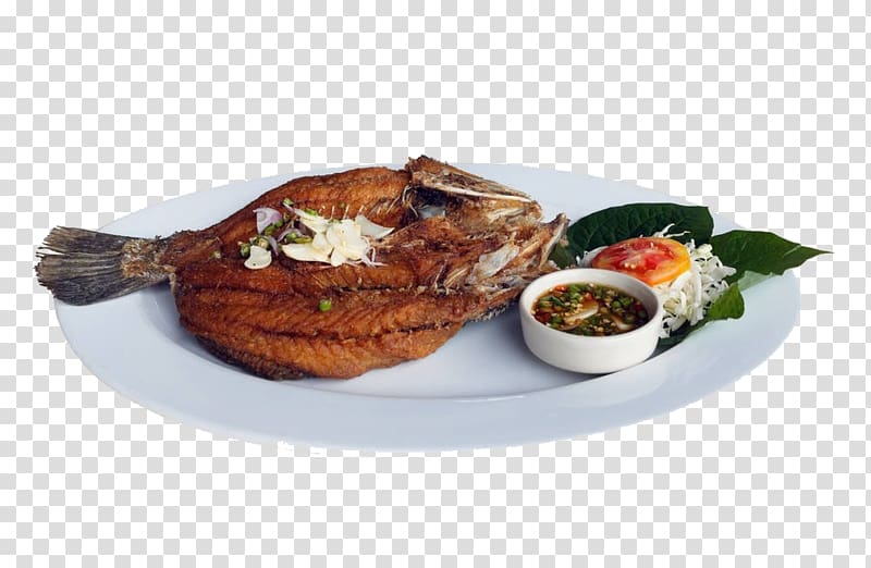 Fried fish Thai cuisine Seafood Fish sauce, Deep fried fish transparent background PNG clipart