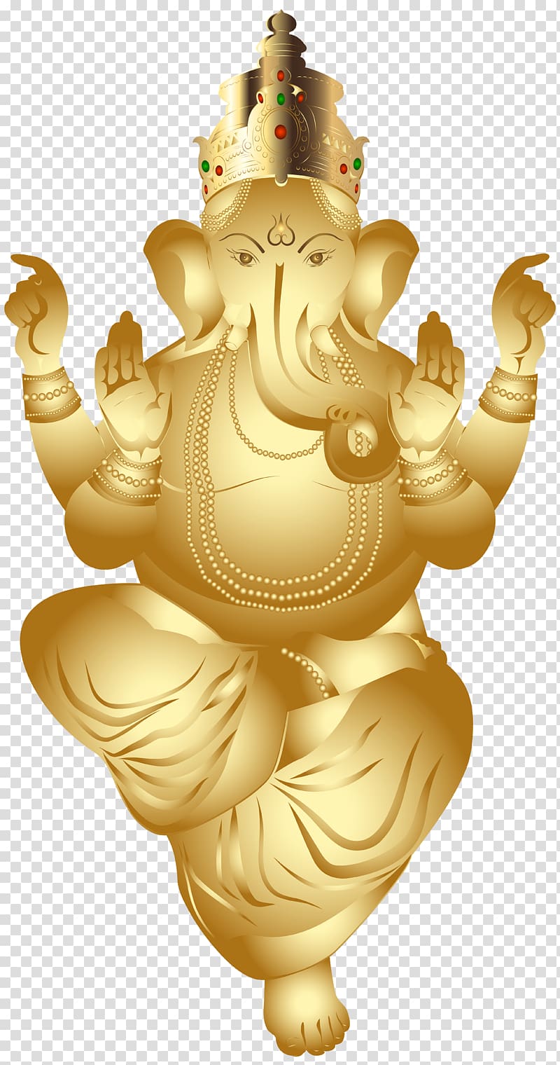 Hindu Deity illustration, Ganesha , Ganesha Gold transparent background PNG clipart