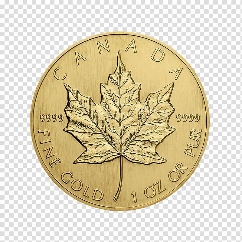 Canada Gold coin Canadian Gold Maple Leaf, gold leaf transparent background PNG clipart