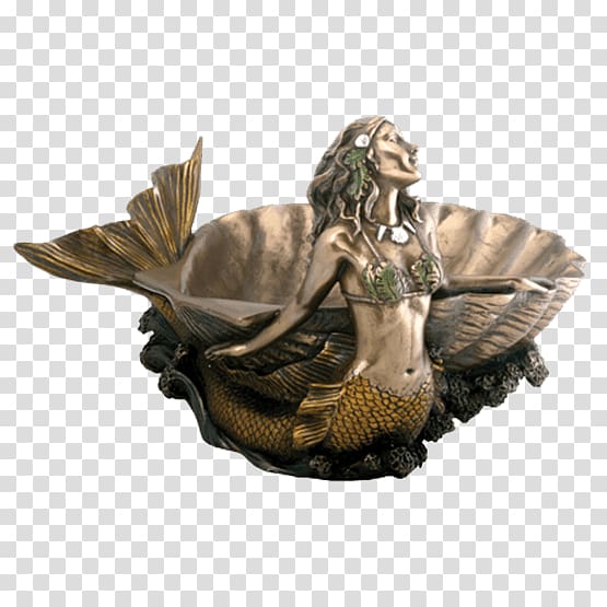 Mermaid Bronze sculpture Figurine Tray, Mermaid transparent background PNG clipart