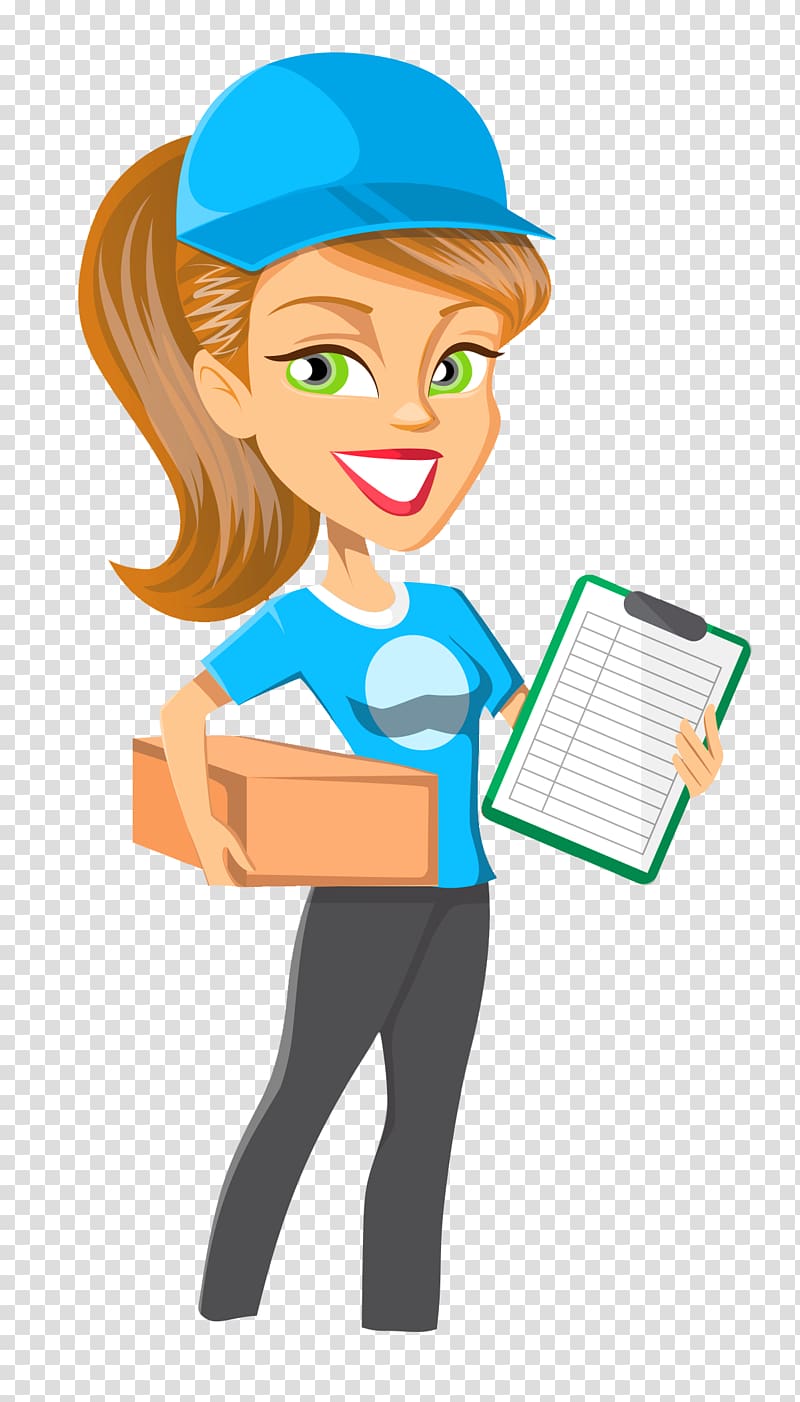 woman holding box, Digital marketing VDeliver Courier Delivery , Courier Girl transparent background PNG clipart