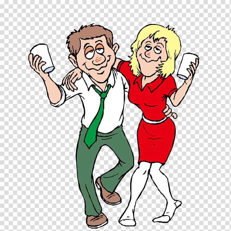 man and woman illustration, Alcohol intoxication Free content , Drunken men and women transparent background PNG clipart