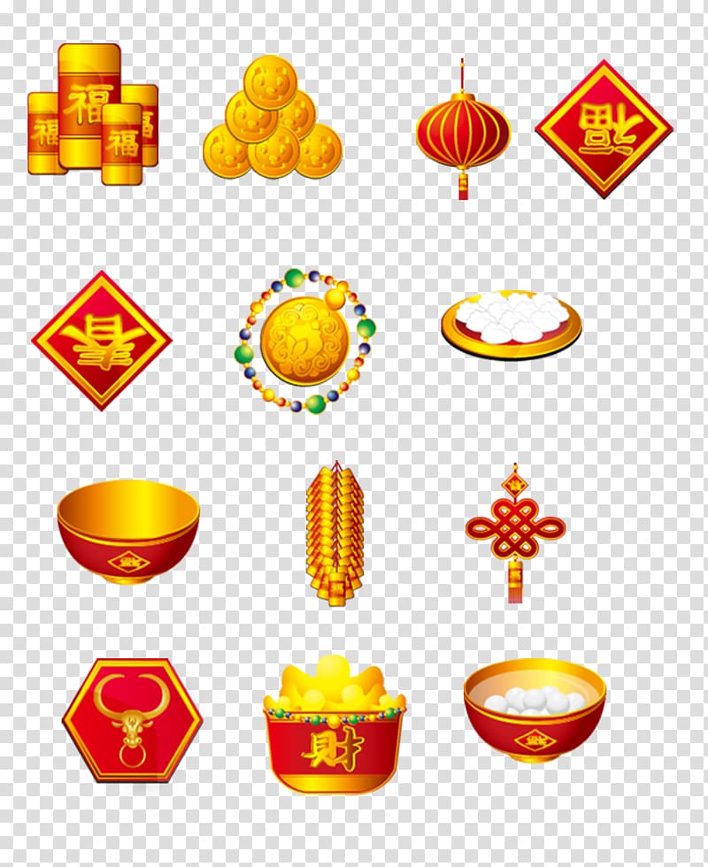 Chinese New Year Icon, Chinese New Year festive material transparent background PNG clipart