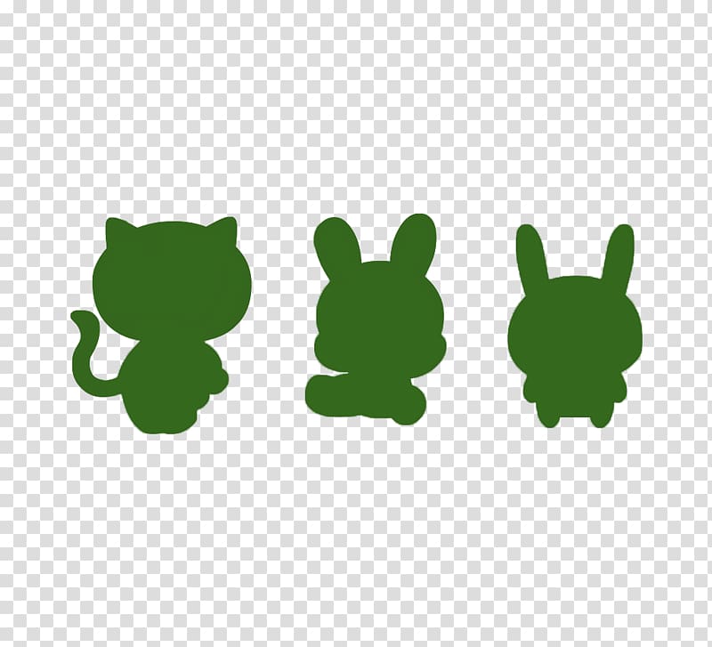 Cat European rabbit Green Silhouette, Cats and rabbits green silhouette material transparent background PNG clipart