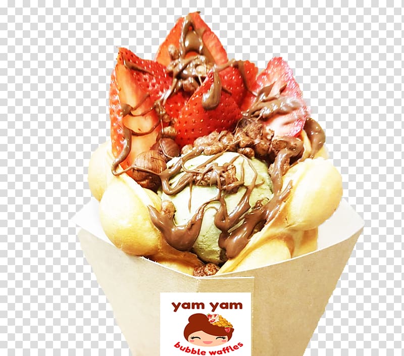 Ice cream Sundae Egg waffle Frozen yogurt, yam transparent background PNG clipart