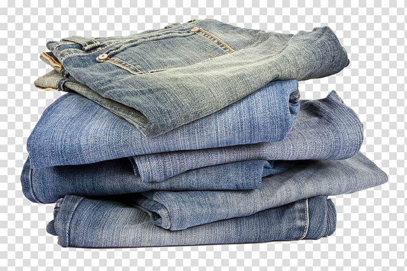 T-shirt Jeans Denim Clothing, A stack of good jeans transparent background PNG clipart