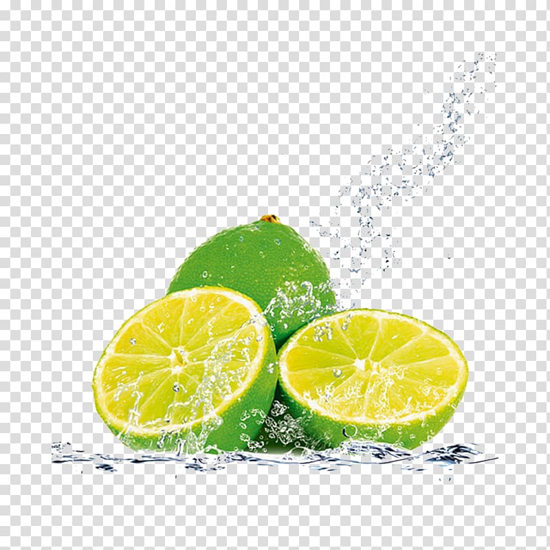 sliced lime with splashes of water, Lemon-lime drink Cola, Lime Splash transparent background PNG clipart