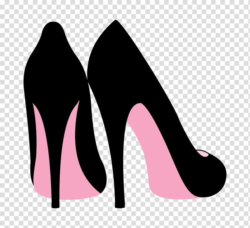 pair of black-and-pink heeled shoes illustration, T-shirt High-heeled footwear Silhouette Shoe , bachelorette transparent background PNG clipart