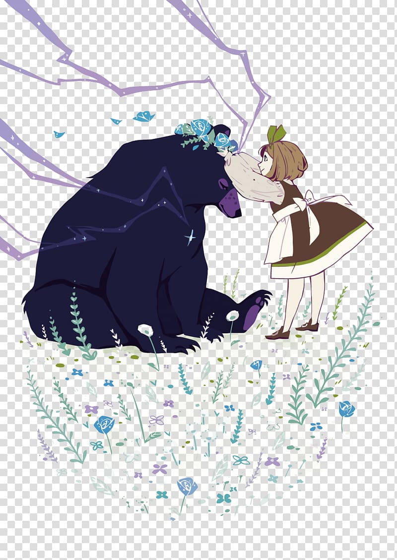 , bear and girl transparent background PNG clipart