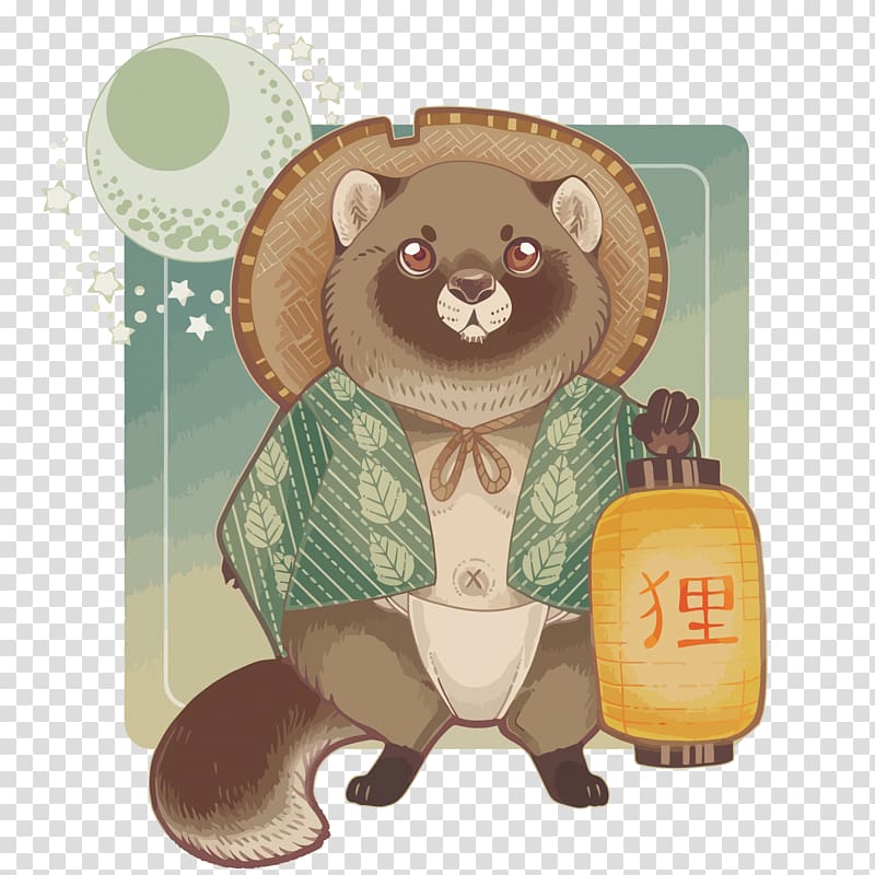 Japanese raccoon dog T-shirt Bunbuku Chagama, raccoon anchor transparent background PNG clipart