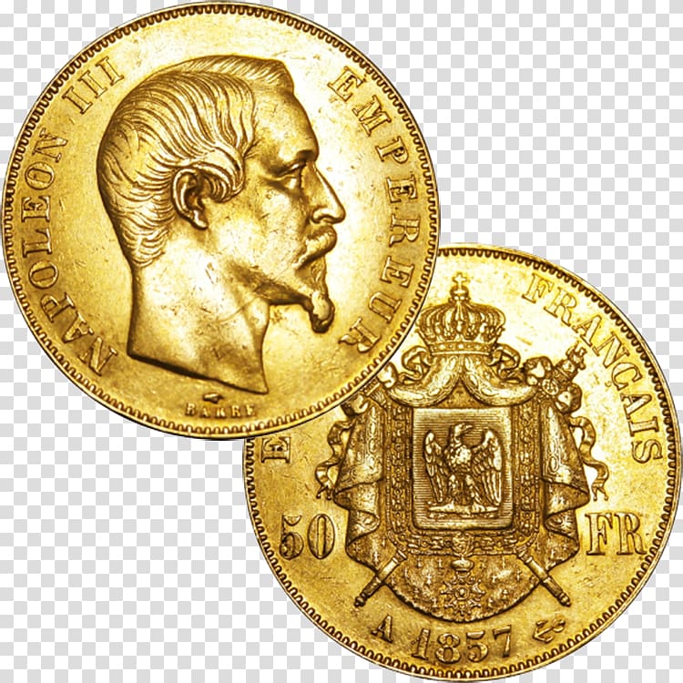 Gold franc Napoléon Medal, gold transparent background PNG clipart