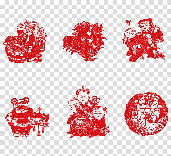 Chinese paper cutting Papercutting Chinese New Year Fu, Paper-cut animal child transparent background PNG clipart