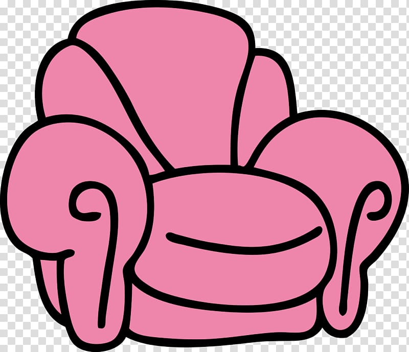 Couch Vecteur, Single Cartoon pink sofa transparent background PNG clipart