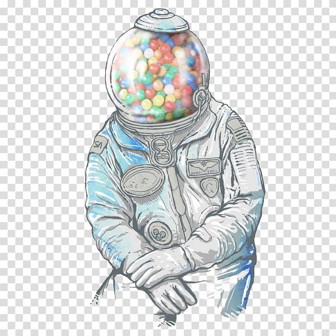 Chewing gum Gumball machine Drawing Bubble gum T-shirt, astronaut