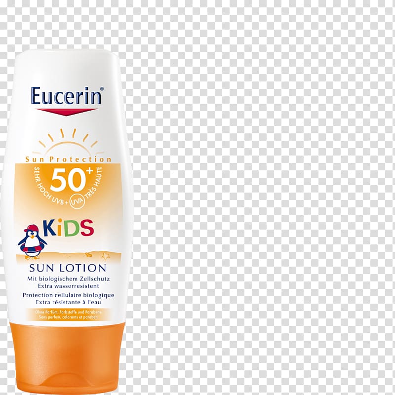 Sunscreen Lotion Eucerin Factor de protección solar Skin, child transparent background PNG clipart