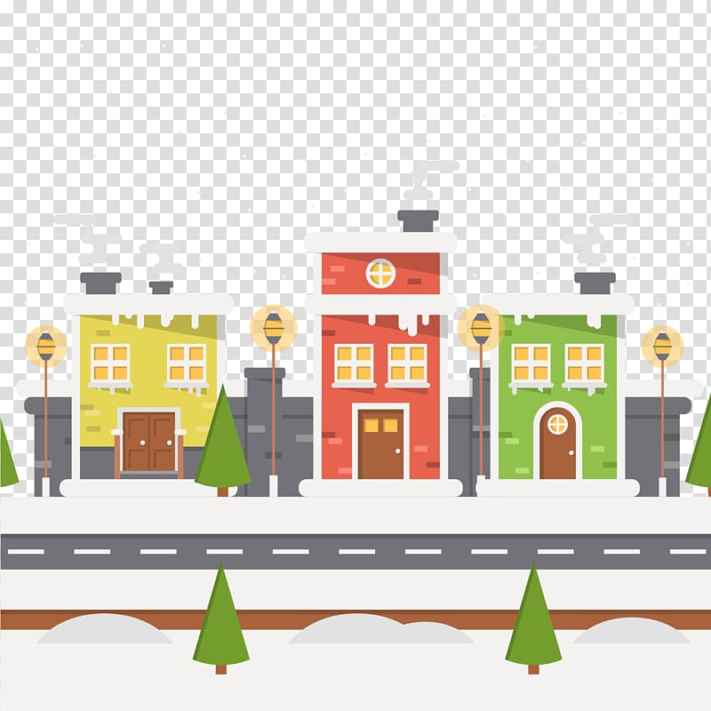 Christmas Illustration, Snow City transparent background PNG clipart