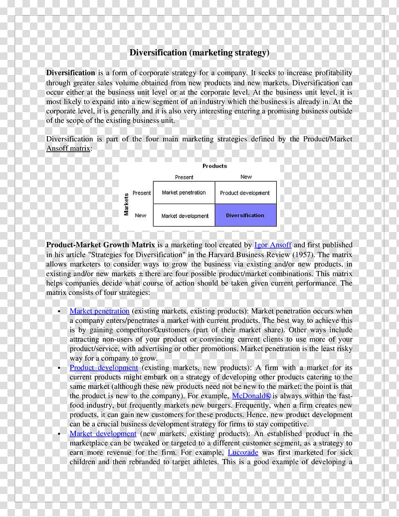 Document Ansoff Matrix Line Igor Ansoff, line transparent background PNG clipart