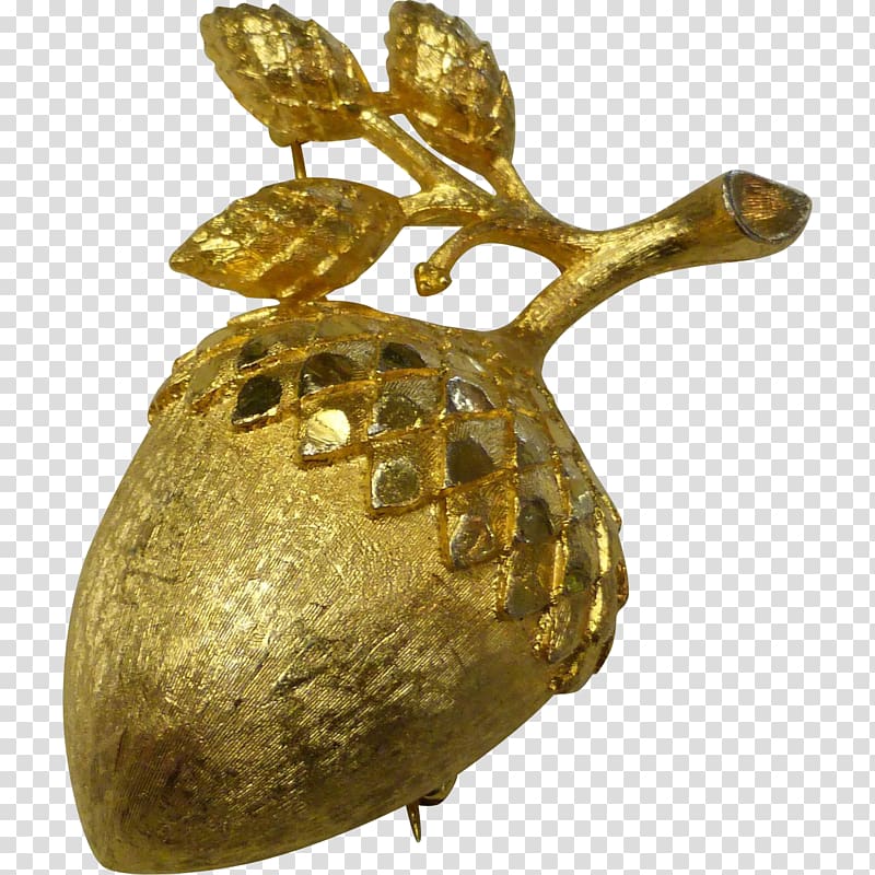 Gold Brooch Jewellery Imitation Gemstones & Rhinestones Bead, acorn transparent background PNG clipart
