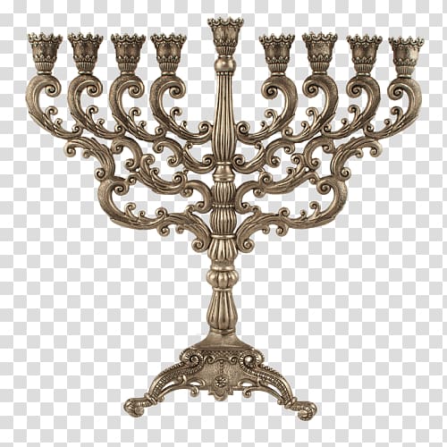 brass-colored foliage candelabra, Menorah Silver transparent background PNG clipart