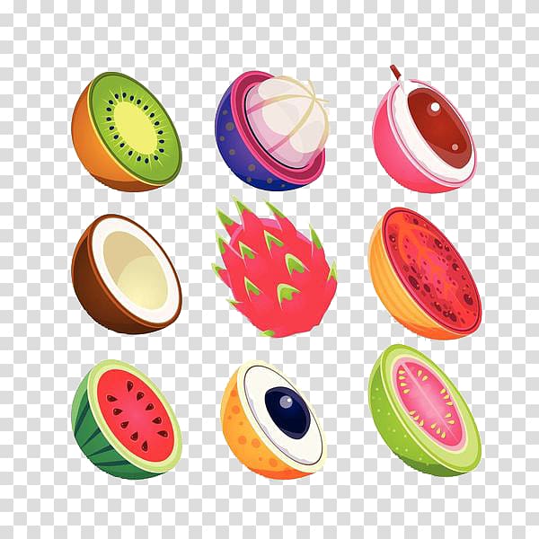 Tropical fruit Papaya Illustration, 9 kinds of melons and fruits transparent background PNG clipart
