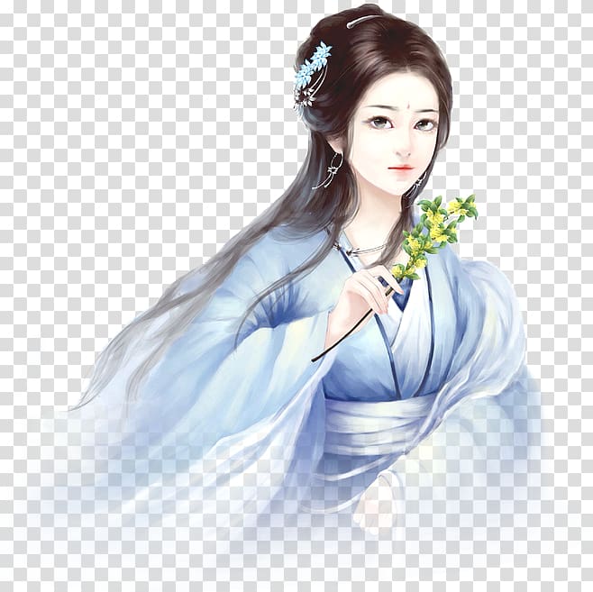 Woman Geisha Blue Lichun Red, woman transparent background PNG clipart