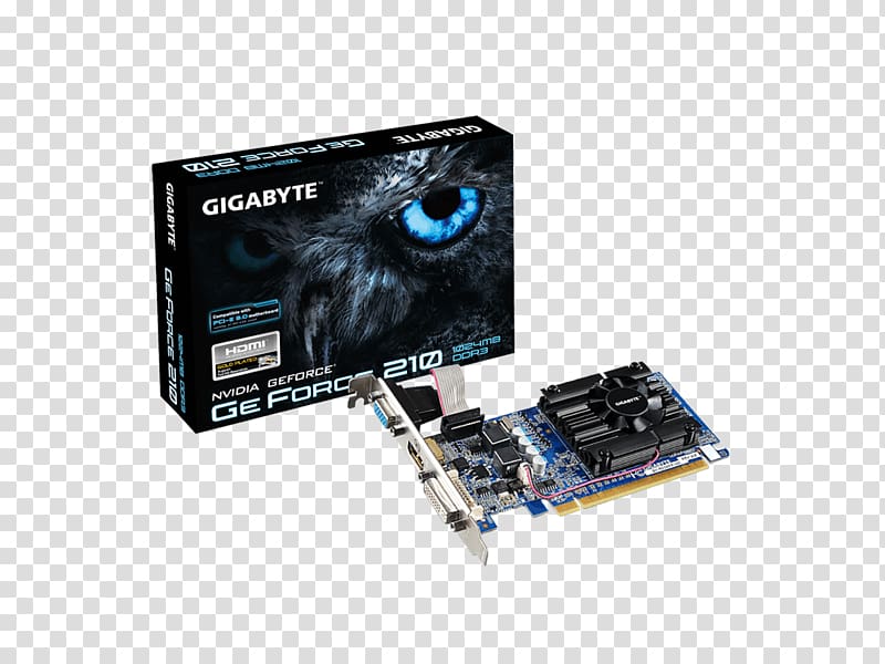 Graphics Cards & Video Adapters NVIDIA GeForce 210 PCI Express DDR3 SDRAM, Computer transparent background PNG clipart