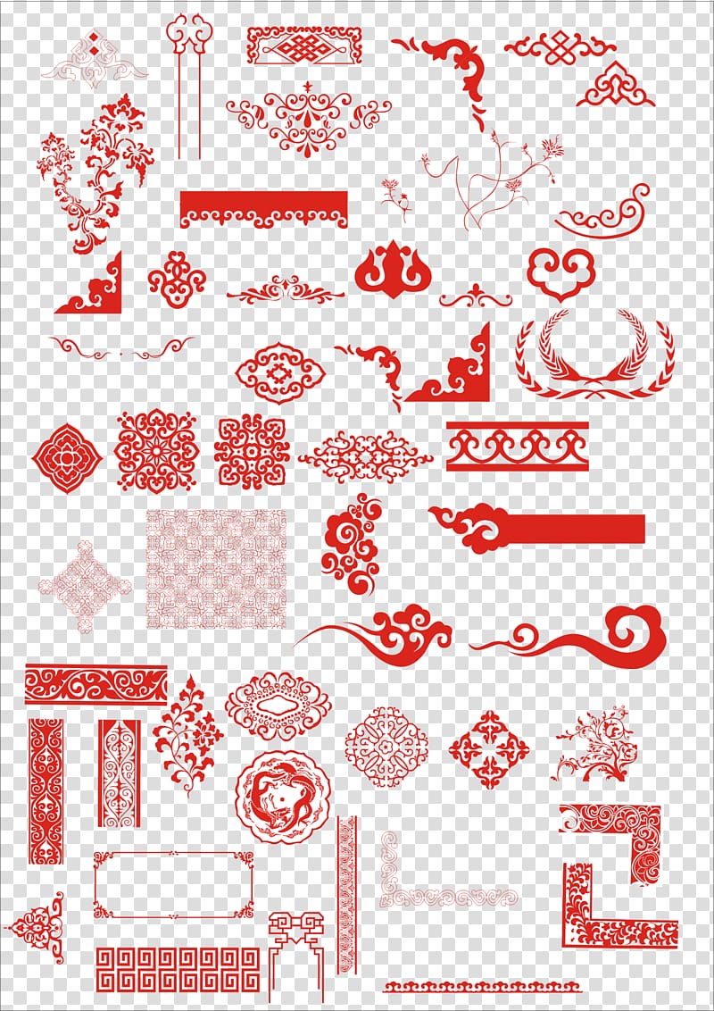blue background with text overlay, Chinese Motif Pattern, Spring Festival red decorative borders transparent background PNG clipart