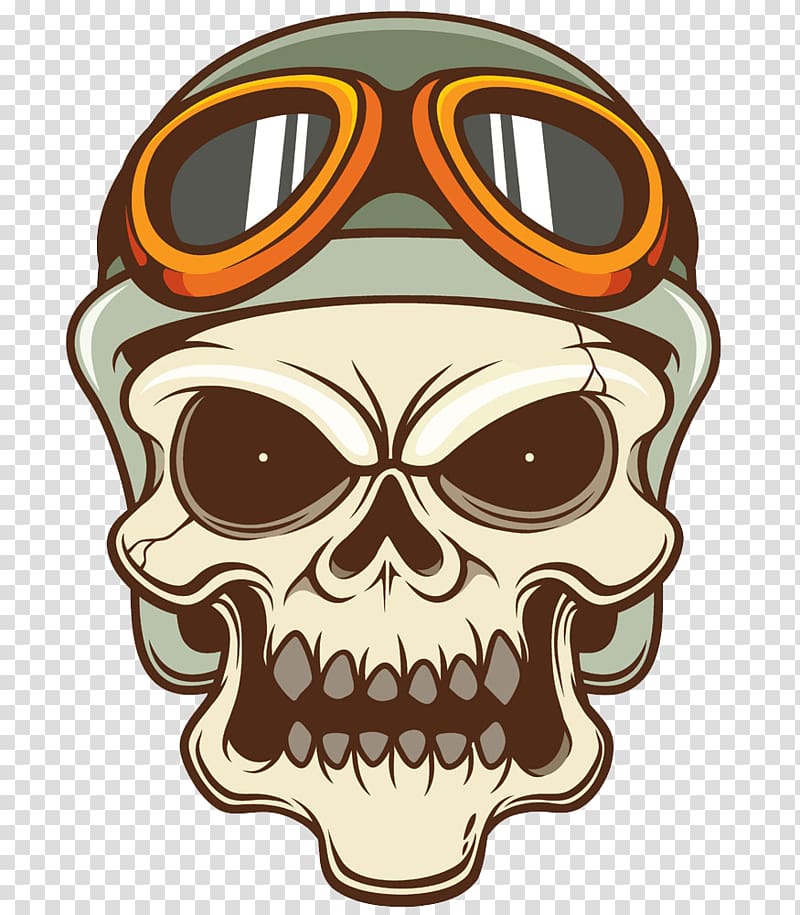 beige and green skull with goggles illustration, Motorcycle helmet Skull , Cranial skeleton head with goggles transparent background PNG clipart