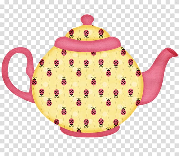 Teapot Drawing Kitchen, Hand-painted ladybug pattern teapot transparent background PNG clipart