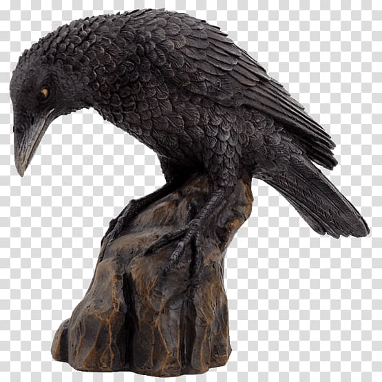 Statue Figurine Sculpture Crow Common raven, perched raven overlay transparent background PNG clipart